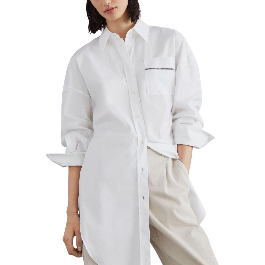 Lookbook (W) 브루넬로 쿠치넬리 SS24 체인 디테일 화이트 롱슬리브 셔츠 M0091ML916-C159