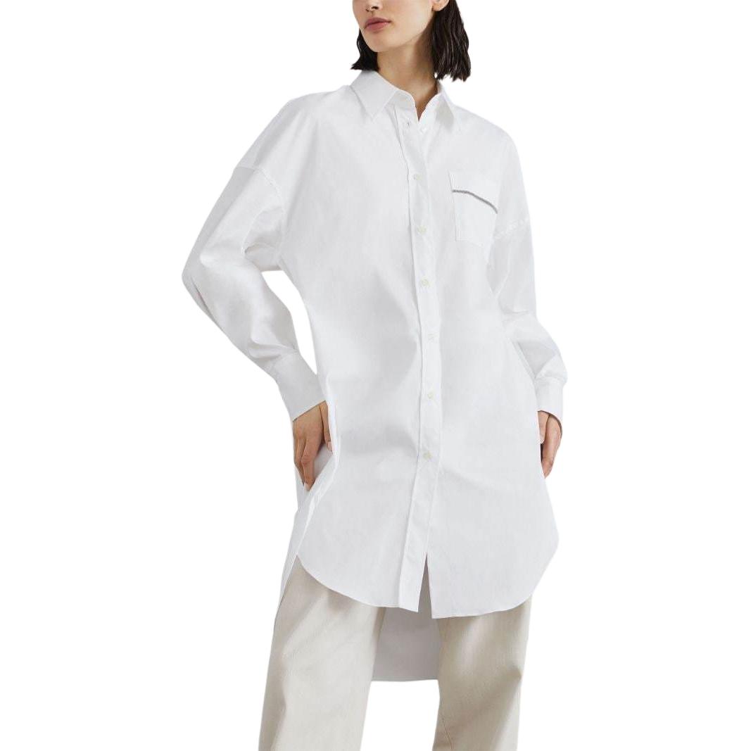 Shop (W) 브루넬로 쿠치넬리 SS24 체인 디테일 화이트 롱슬리브 셔츠 M0091ML916-C159