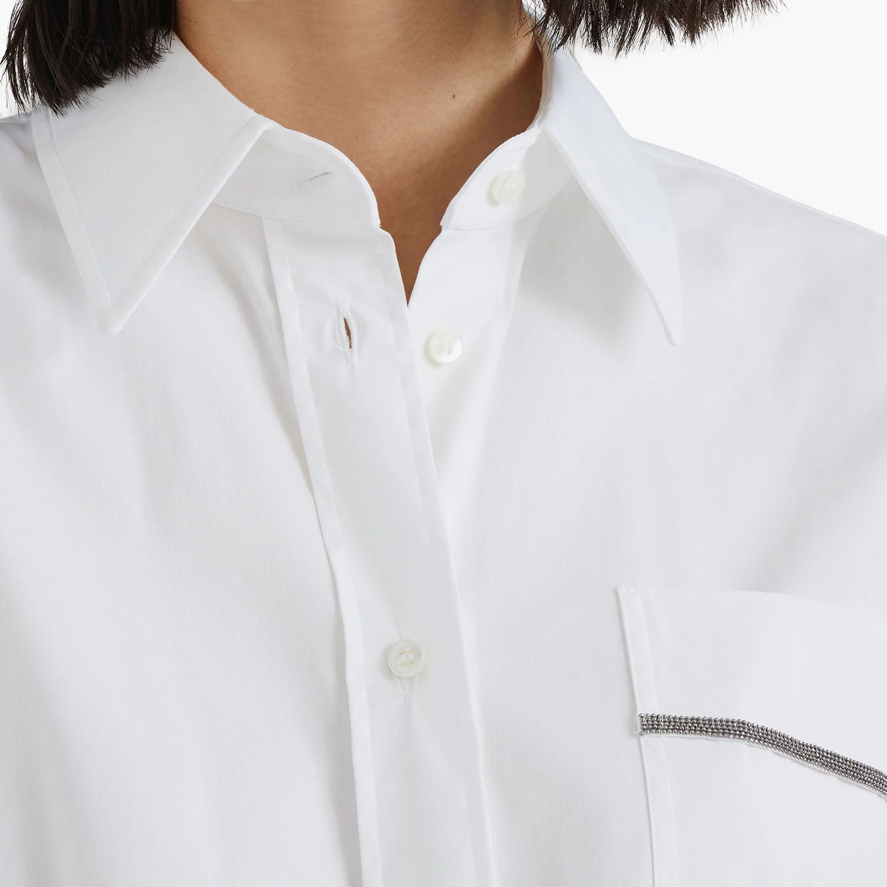 Details for (W) 브루넬로 쿠치넬리 SS24 체인 디테일 화이트 롱슬리브 셔츠 M0091ML916-C159