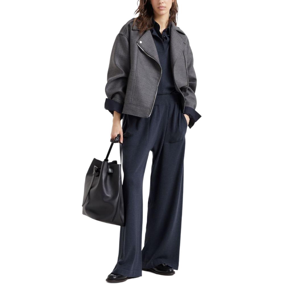 Purchase (W) Brunello Cucinelli SS24 花卉刺繡羊絨羅紋針織衫 女款 午夜藍 M12140505C-7186