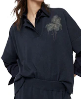 Details for (W) Brunello Cucinelli SS24 花卉刺繡羊絨羅紋針織衫 女款 午夜藍 M12140505C-7186
