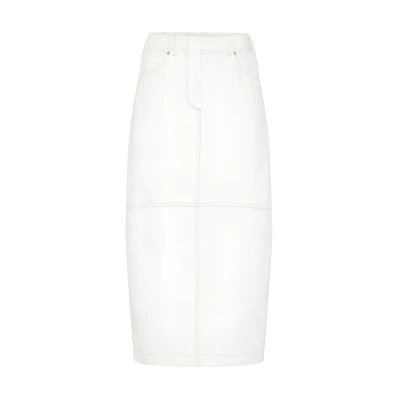(Women) Brunello Cucinelli SS24 High-Waisted Midi Denim Skirt Women’s Light Beige M0H43G3577-C600