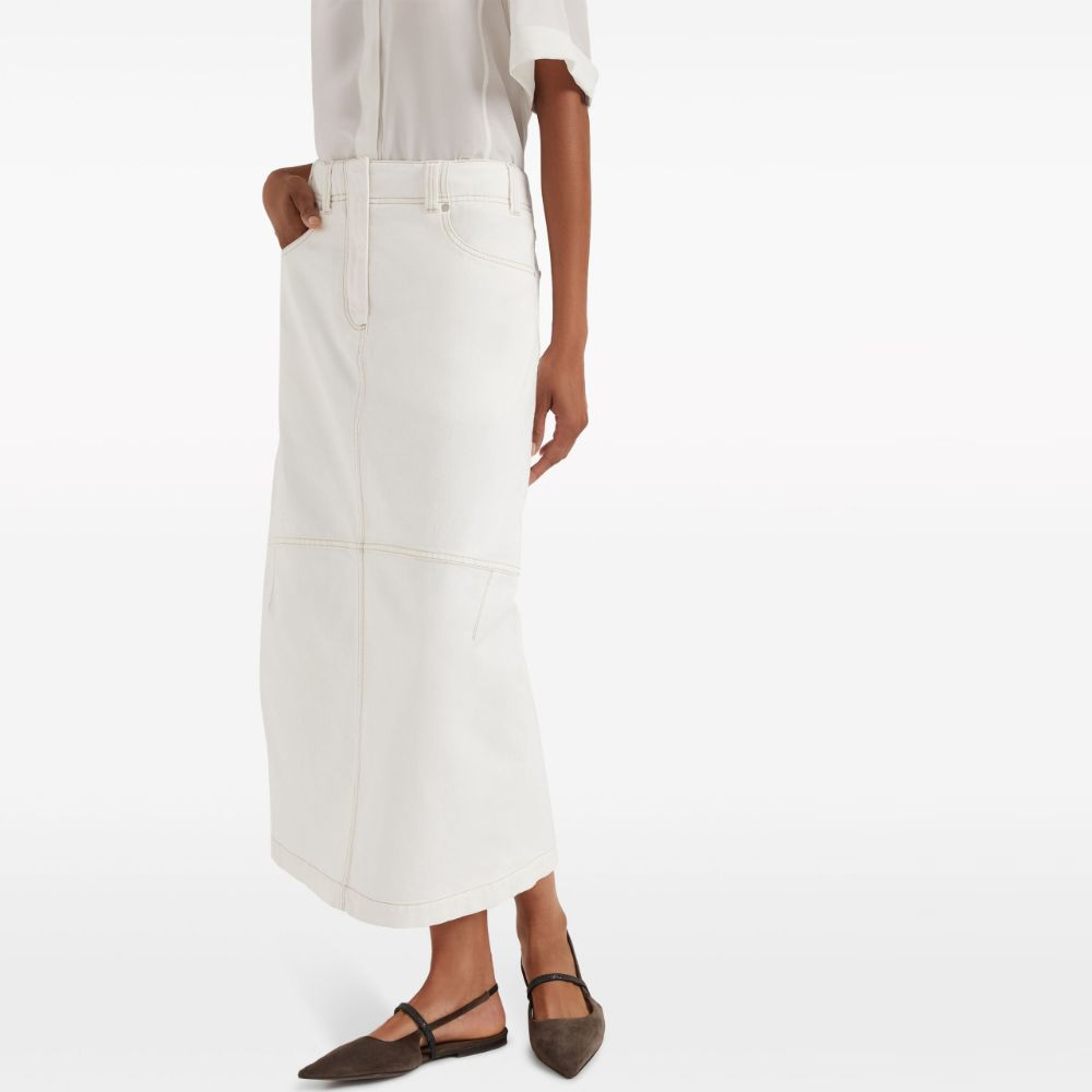 Purchase (W) Brunello Cucinelli SS24 高腰中長牛仔裙 女士淺米色 M0H43G3577-C600