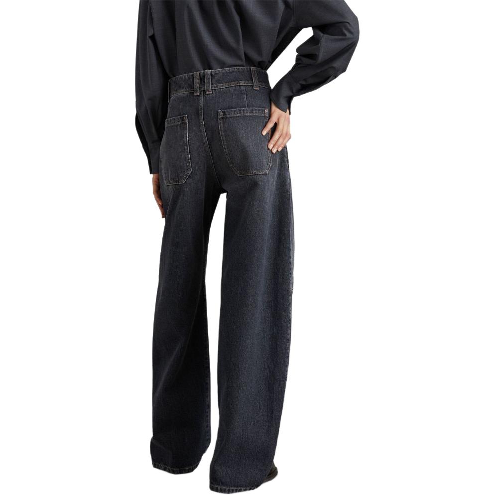 Purchase (W) Brunello Cucinelli SS24 高腰寬版黑色丹寧牛仔褲 女鞋用。 MA095P5912-C8999
