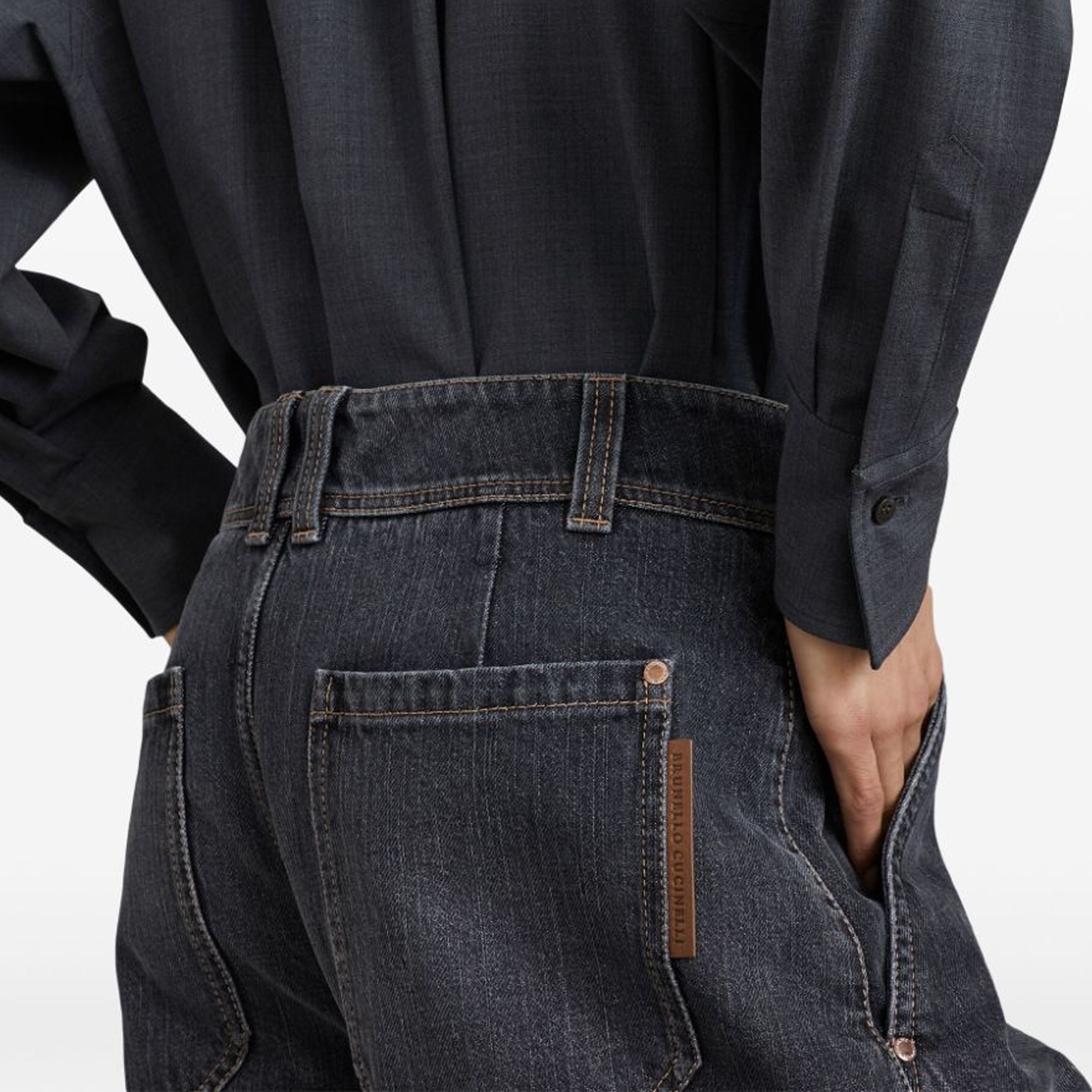 Details for (W) Brunello Cucinelli SS24 高腰寬版黑色丹寧牛仔褲 女鞋用。 MA095P5912-C8999