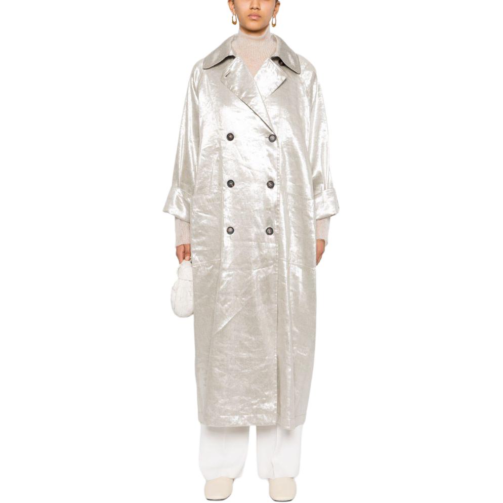Lookbook (W) Brunello Cucinelli SS24 金屬感寬鬆長袖風衣 女士銀色外套 ML1559794-C281