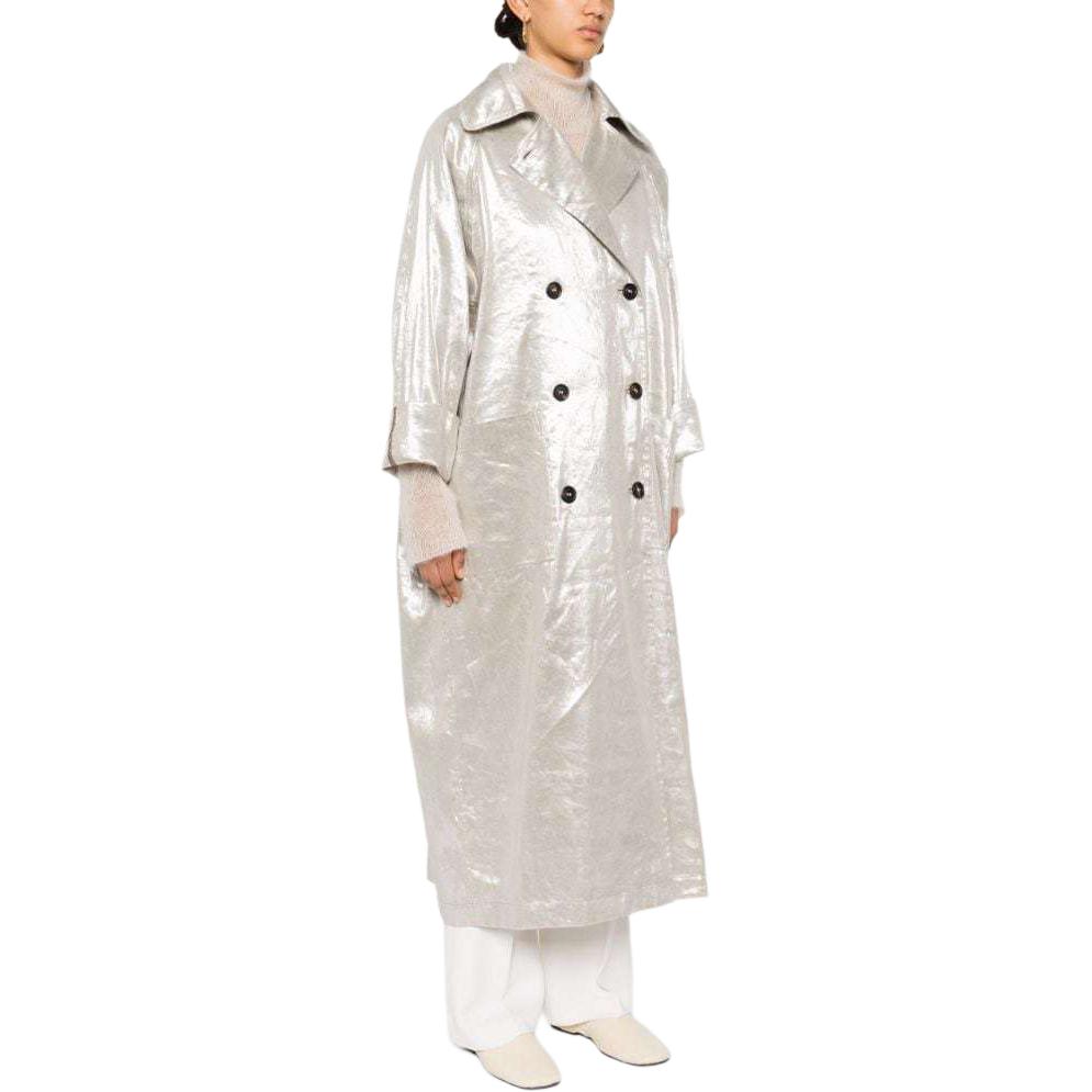 Purchase (W) Brunello Cucinelli SS24 金屬感寬鬆長袖風衣 女士銀色外套 ML1559794-C281