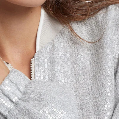 (W) Brunello Cucinelli SS24 女款銀色亮片拉鍊飛行夾克 MH570SN106-C1010 Sizing (W) Brunello Cucinelli SS24 女款銀色亮片拉鍊飛行夾克 MH570SN106-C1010