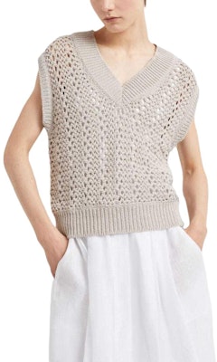 (W) Brunello Cucinelli SS24 女款淺米色無袖V領針織上衣 MJO343612P-C9593 Shop (W) Brunello Cucinelli SS24 女款淺米色無袖V領針織上衣 MJO343612P-C9593