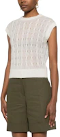 (Women) Brunello Cucinelli SS25 White Chunky Cable Knit Sweater Vest. M2I778100-C3588 (Women) Brunello Cucinelli SS25 White Chunky Cable Knit Sweater Vest. M2I778100-C3588
