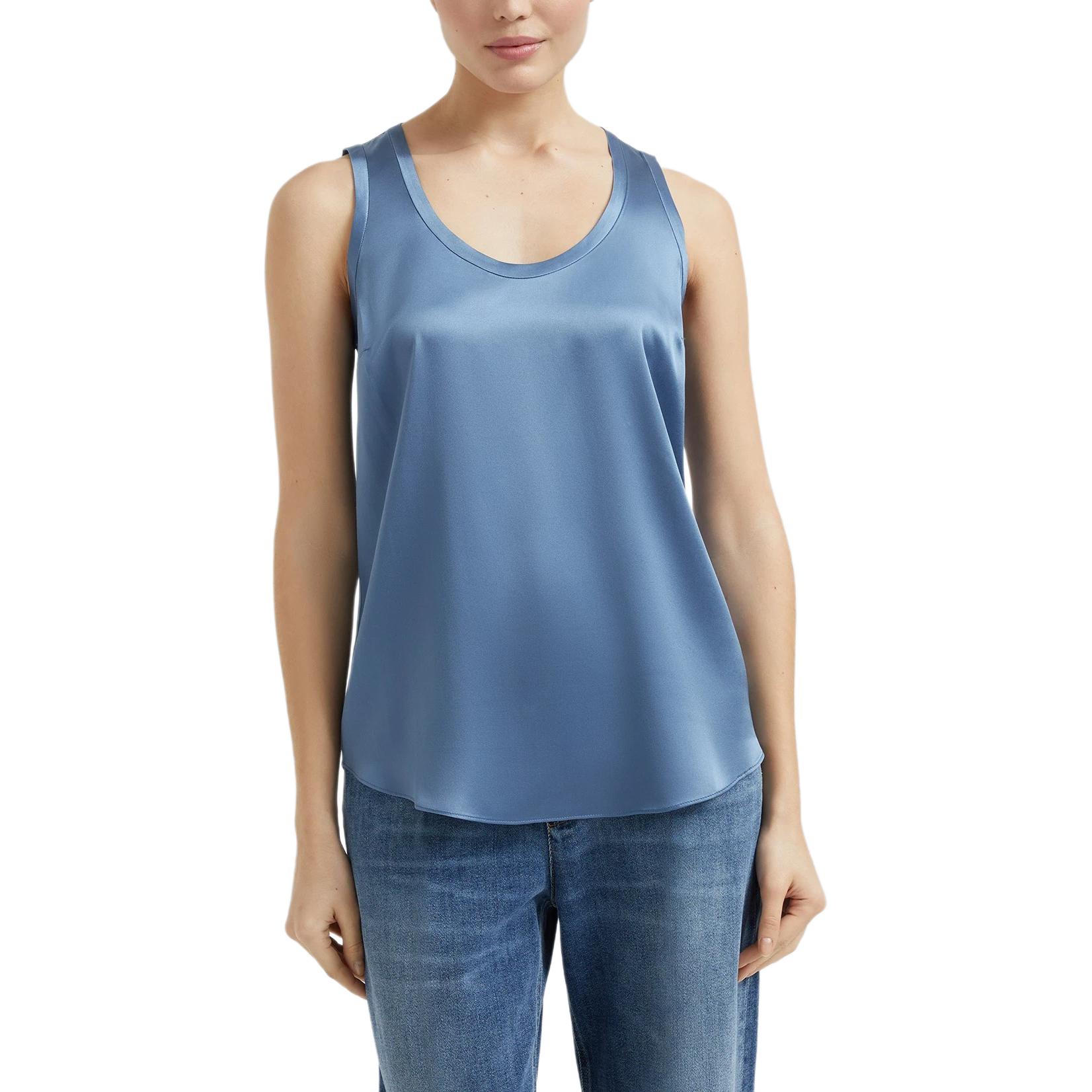 (Women) Brunello Cucinelli Stretch Silk Satin Scoop Neck Tank Top M0C59E0600-C2641