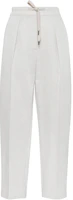 (Women) Brunello Cucinelli Tapered High-Waist Casual Pants Off-White MH561P8534-C455 (Women) Brunello Cucinelli Tapered High-Waist Casual Pants Off-White MH561P8534-C455