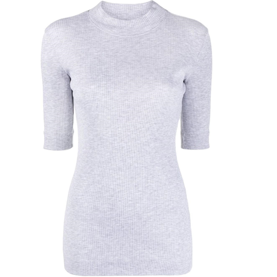 (Women) Brunello Cucinelli Women’s Grey Knit Crewneck Short Sleeve T-Shirt SS23. MH990BM114-C137