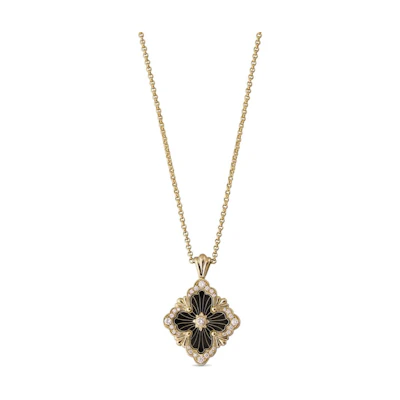(Women) BUCCELLATI 18K Gold Onyx Diamond Necklace for Women - Gold Color. JAUPEN022298