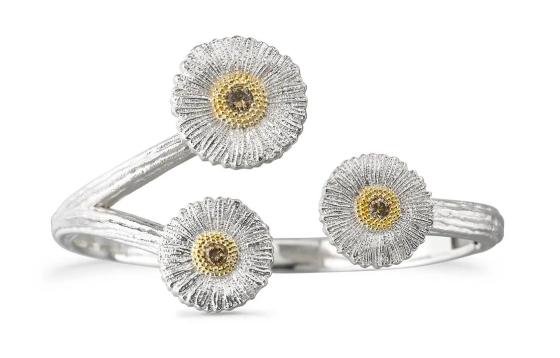 (Women) BUCCELLATI Blossoms Daisy 925 Silver Bracelet with Diamond Accents for Women. JAGBRA013863