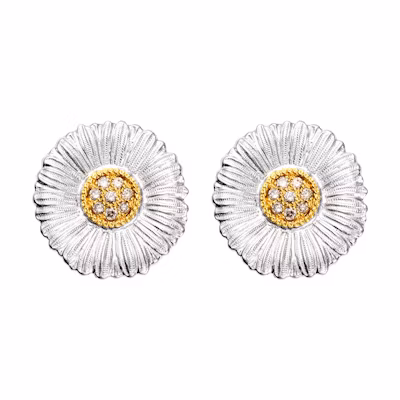 (Women) Buccellati BLOSSOMS Daisy Silver Diamond Earrings Large 2.5cm JAGEAR012313