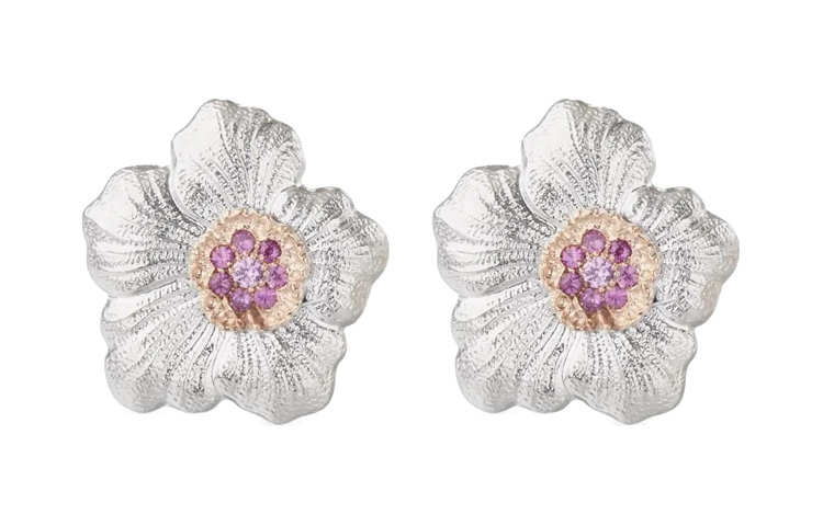 (Women) Buccellati Blossoms Gardenia Silver Sapphire Earrings Women Silver/Purple Medium JAGEAR015240