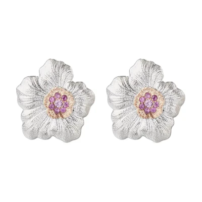 (Women) Buccellati Blossoms Gardenia Silver Sapphire Earrings Women Silver/Purple Medium JAGEAR015240
