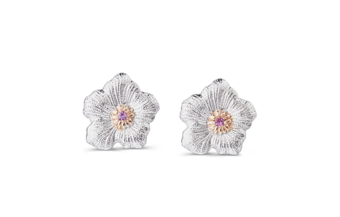 Order (W) Buccellati Blossoms Gardenia 銀製藍寶石耳環 銀/紫 小款 JAGEAR015801