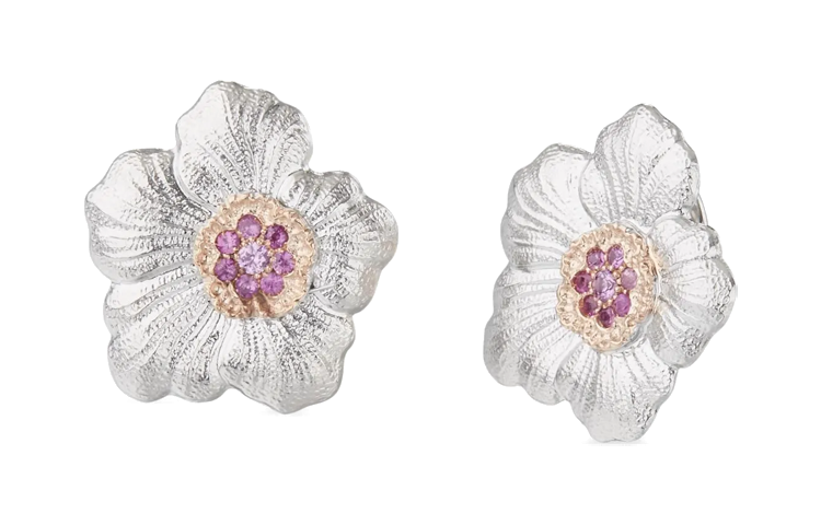 Lookbook (W) Buccellati Blossoms Gardenia 銀製藍寶石耳環 女性 銀色/紫色 中號 JAGEAR015240