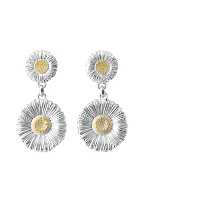 (Women) Buccellati BLOSSOMS Small Double Daisy Silver Gilded Earrings for Women. JAGEAR012328