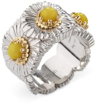 (W) Buccellati 雛菊銀瑪瑙戒指 女款 - 銀/黃色. JAGETE021267 Order (W) Buccellati 雛菊銀瑪瑙戒指 女款 - 銀/黃色. JAGETE021267