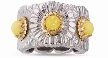 Lookbook (Women) Buccellati Daisy Silver Agate Ring for Women - Silver/Yellow. JAGETE021267