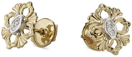 Order (Women) BUCCELLATI Floral Design Gold Platinum Diamond Earrings - Gold jauear006948