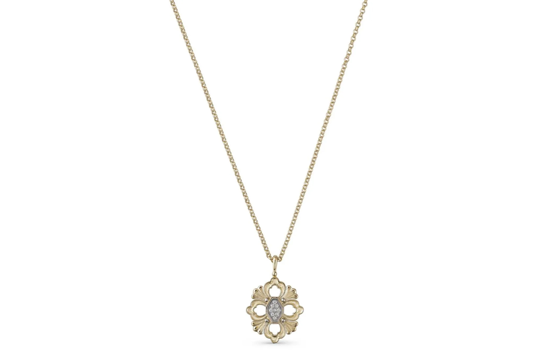 (Women) BUCCELLATI Opera Series 18K White Gold Oval Hollow Necklace for Women. JAUPEN009093