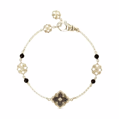 (Women) Buccellati Opera Tulle 18K Gold Floral Onyx Bracelet for Women - Gold. JAUBRA021338