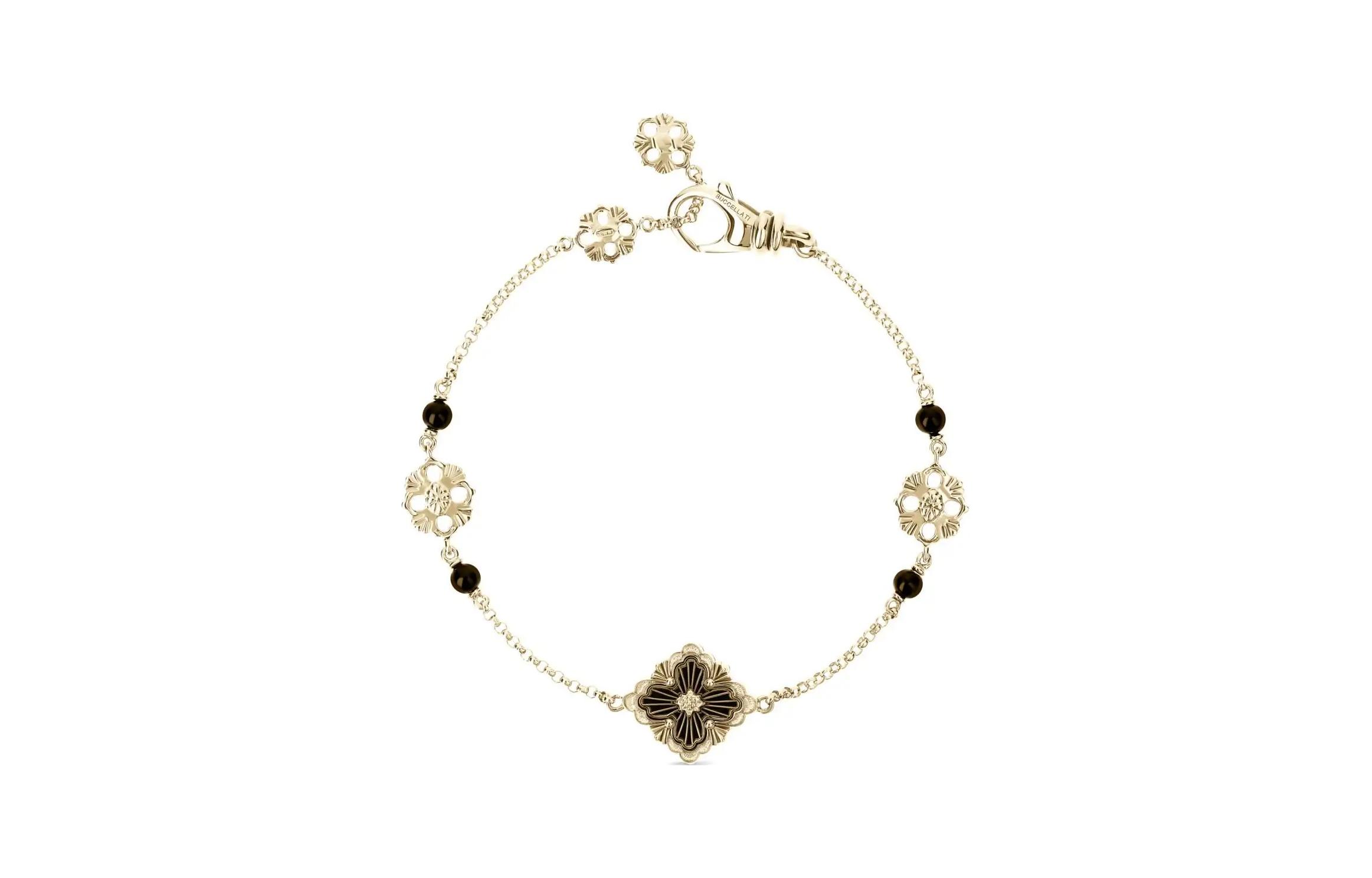 Order (W) Buccellati Opera Tulle 18K金花卉瑪瑙手鍊 女款 - 金色。 JAUBRA021338