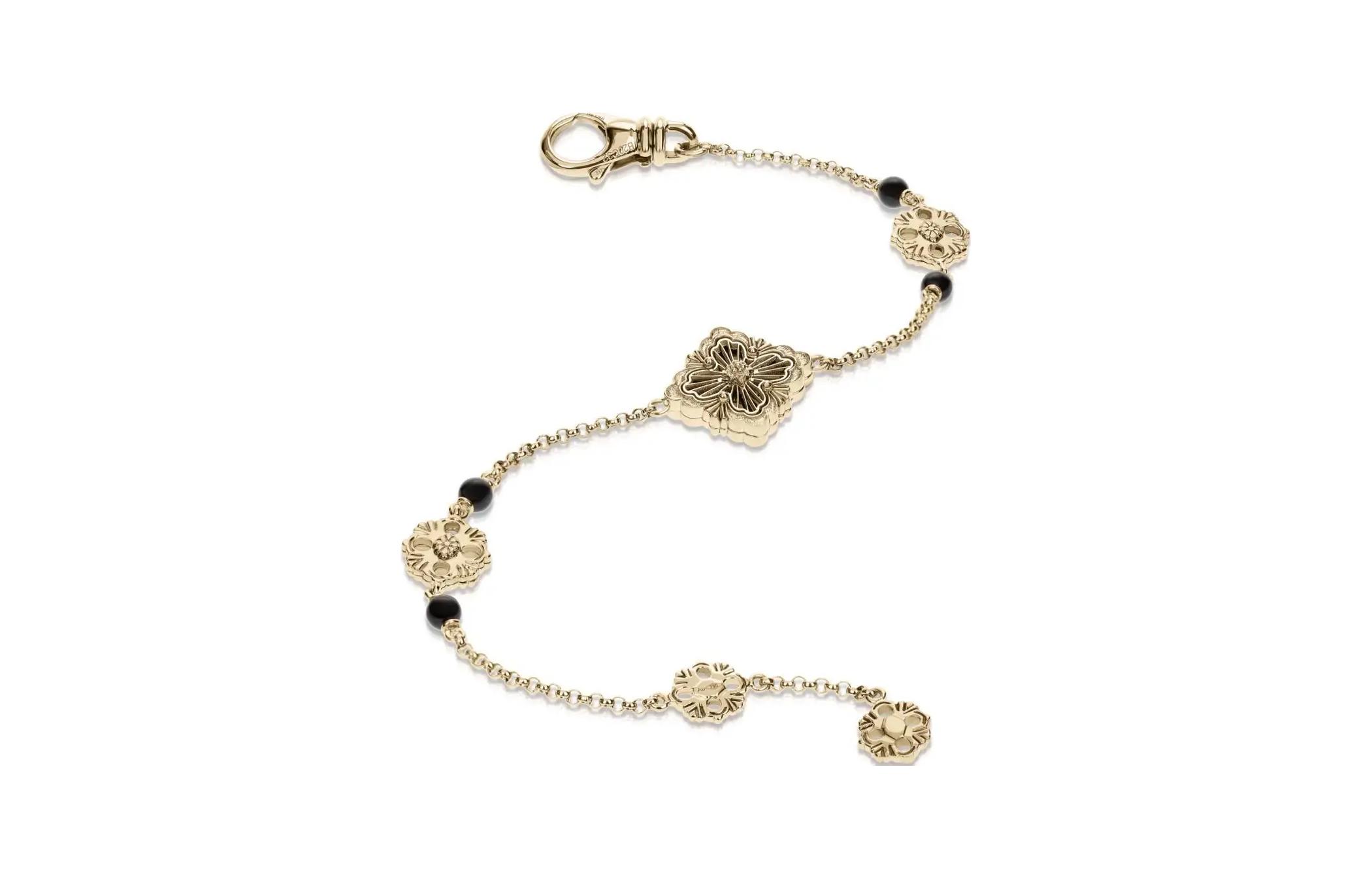 Lookbook (W) Buccellati Opera Tulle 18K金花卉瑪瑙手鍊 女款 - 金色。 JAUBRA021338