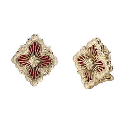 (Women) Buccellati Opera Tulle 18K Gold Red Enamel Earrings for Women JAUEAR014931