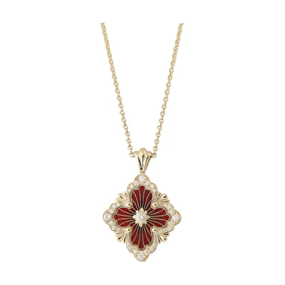 (Women) BUCCELLATI Opera Tulle Pendant Necklace Large 18K Gold Enamel Red for Women JAUPEN018007
