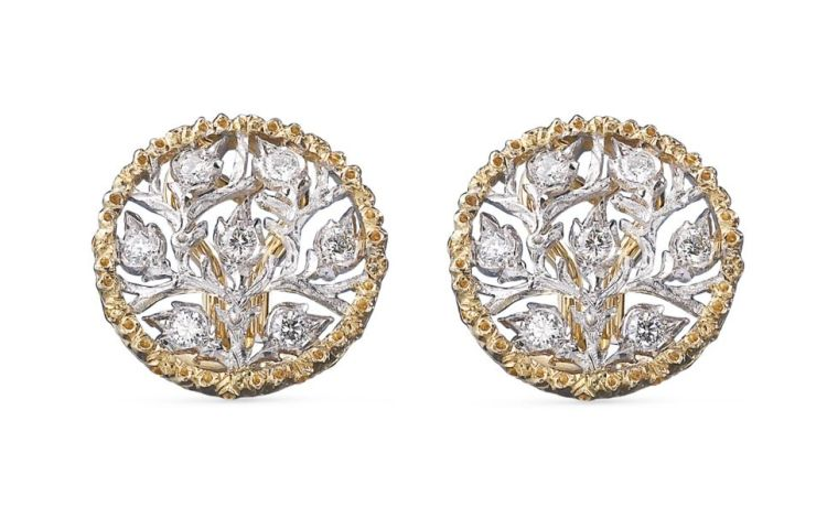 Order (W) Buccellati Ramage 鑽石鏤空金鉑金耳環 女款 JAUEAR009037