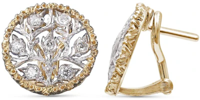 Shop (Women) Buccellati Ramage Diamond Pave Openwork Gold Platinum Earrings for Women. JAUEAR009037
