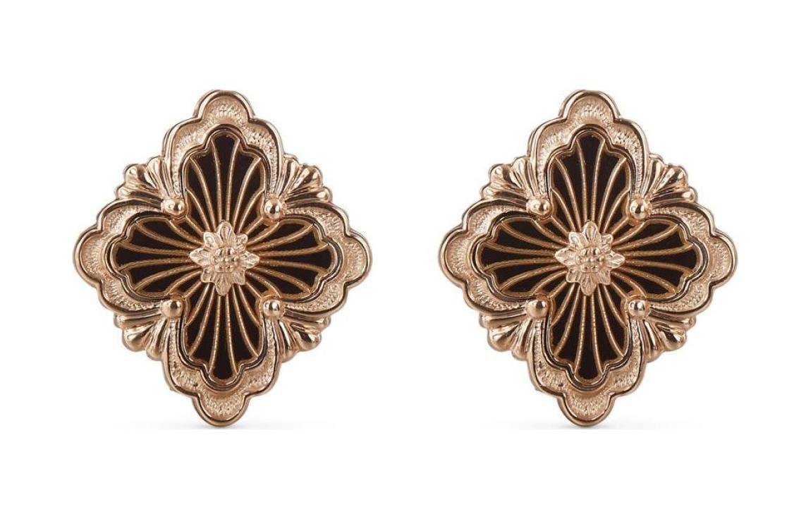 (Women) BUCCELLATI Rose Gold Fan-Shaped Onyx Earrings for Women. JAUEAR017808