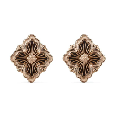 (Women) BUCCELLATI Rose Gold Fan-Shaped Onyx Earrings for Women. JAUEAR017808