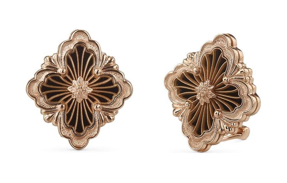 Lookbook (W) BUCCELLATI 玫瑰金扇形縞瑪瑙耳環 女款 JAUEAR017808