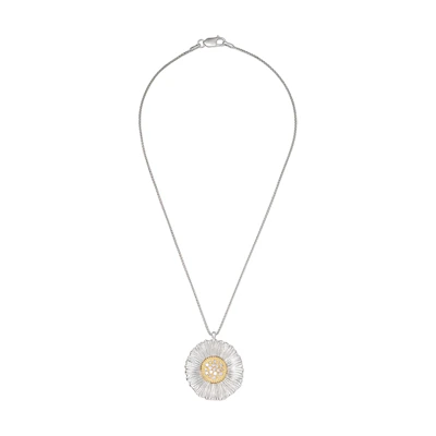(Women) BUCCELLATI Single Daisy Necklace in Silver, Gold Plated, 925 Silver, Diamond. JAGPEN012352