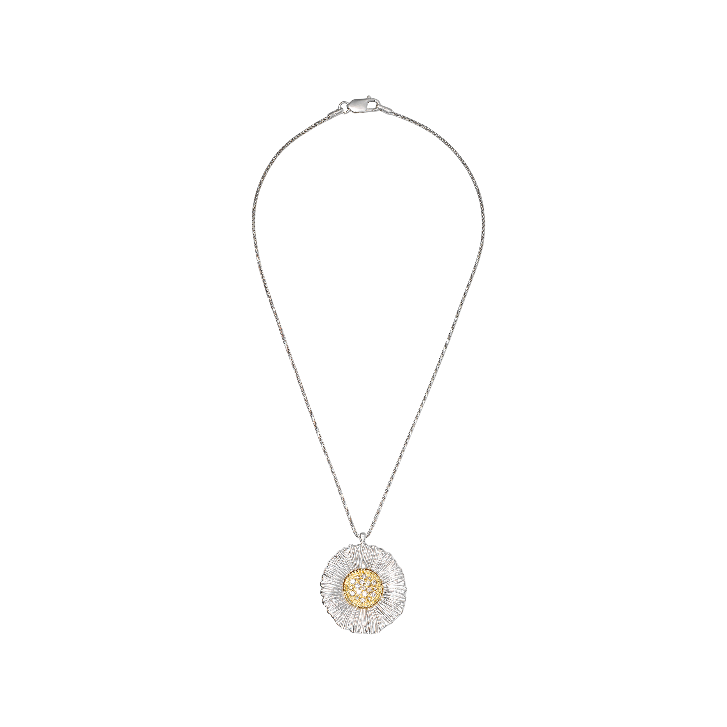Order (W) BUCCELLATI 單朵雛菊項鍊- 銀, 鍍金, 925 純銀, 鑽石 JAGPEN012352