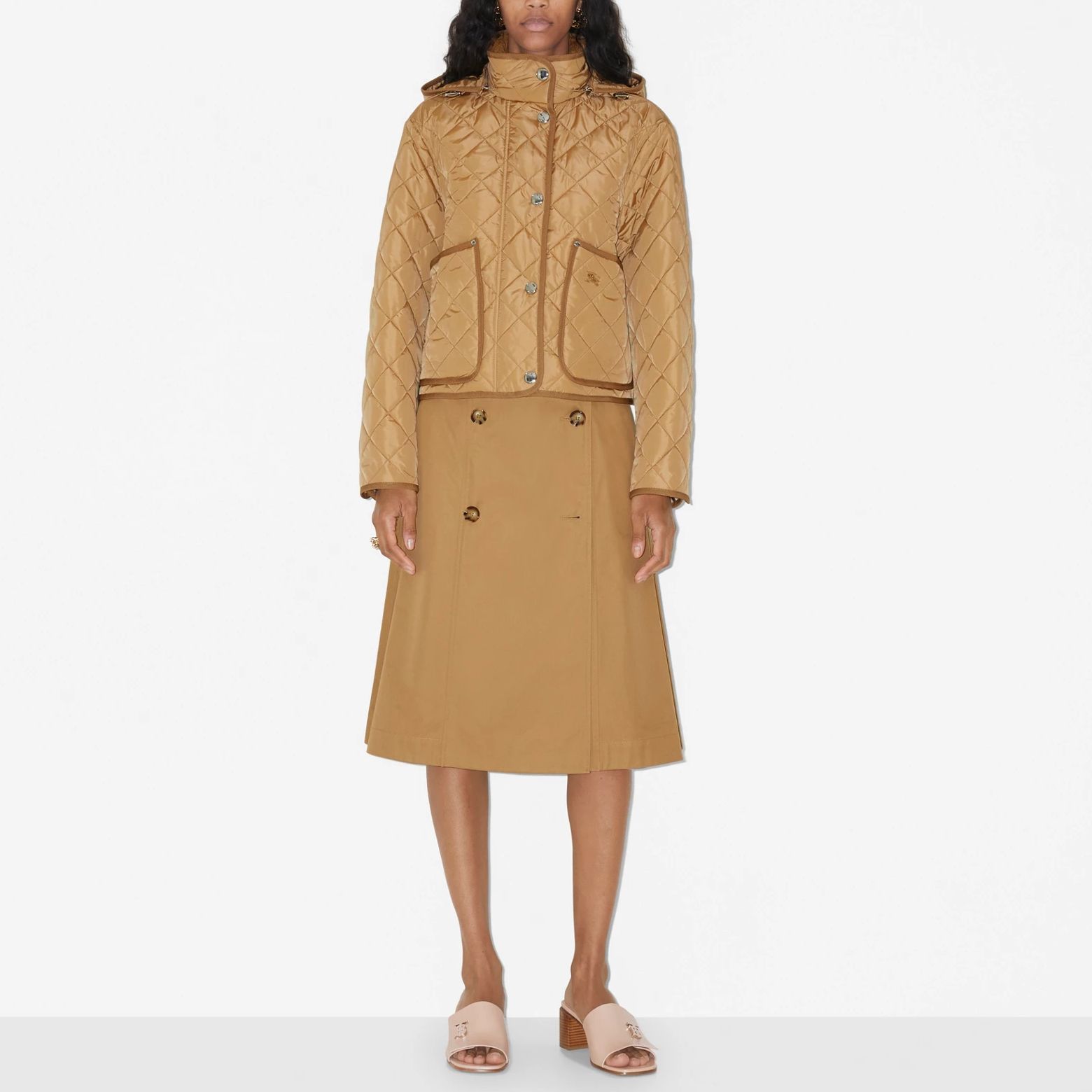 Lookbook (W) Burberry駝色A字中長款棉質裙子 80711081