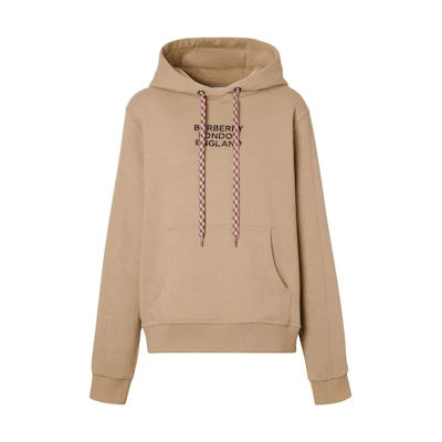 (Women) Burberry Beige Alphabet Print Hooded Pullover Sweatshirt 80208321