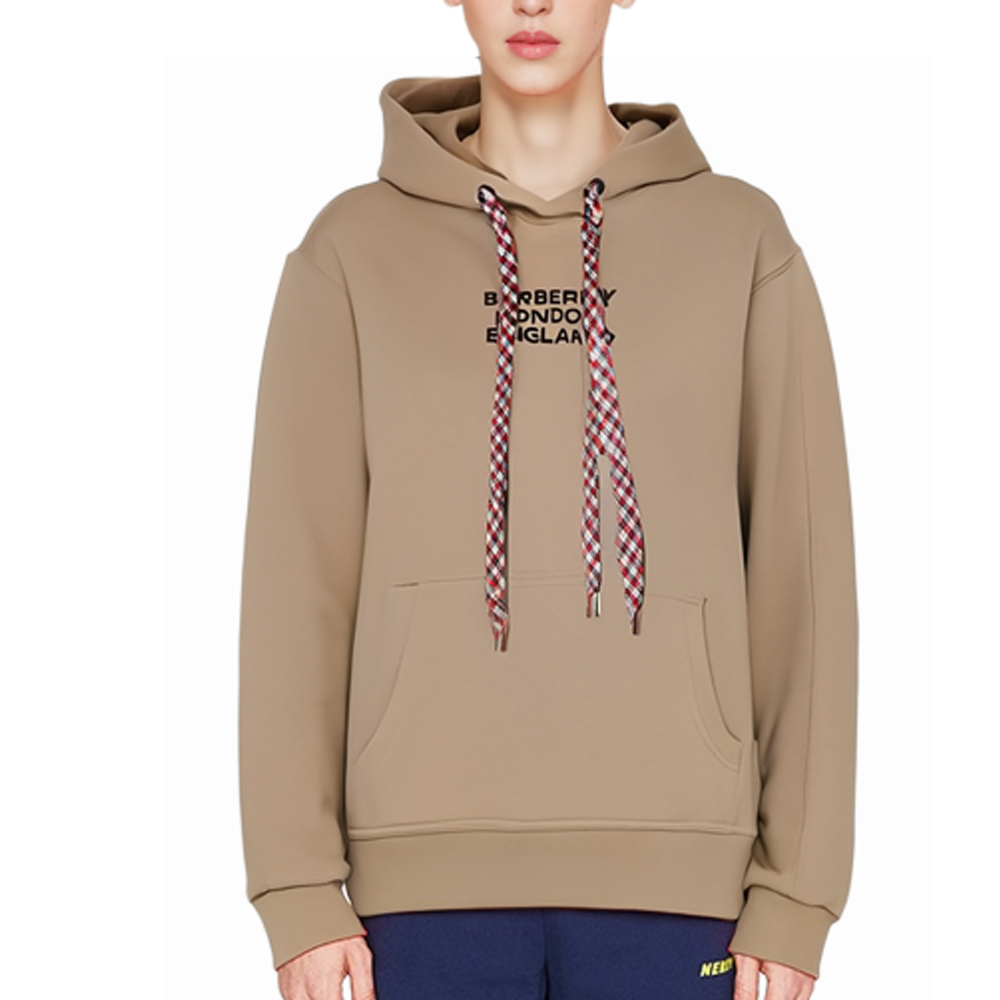 Lookbook (Women) Burberry  Beige Alphabet Print Hooded Pullover Sweatshirt 80208321
