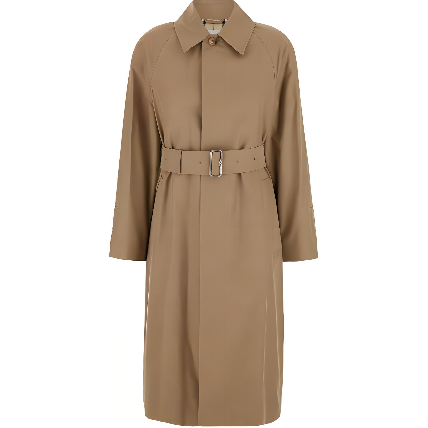 (Women) Burberry  Beige Belted Long Sleeve Trench Coat with Buttoned Collar. 80978331