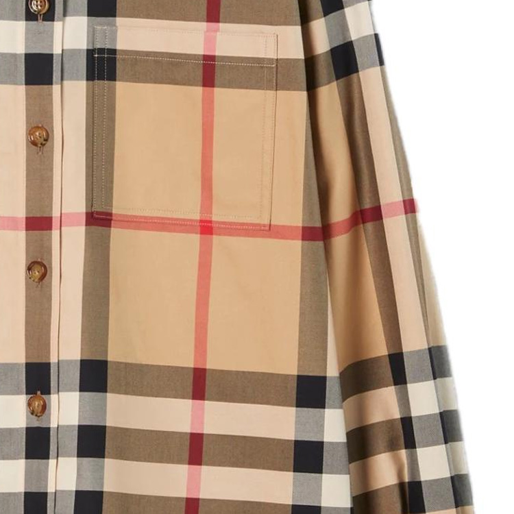 (Women) Burberry  Beige Check Button-Down Long Sleeve Shirt. 80713381 圖 6