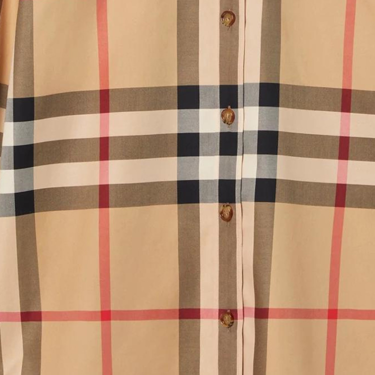 (Women) Burberry  Beige Check Button-Down Long Sleeve Shirt. 80713381 圖 7