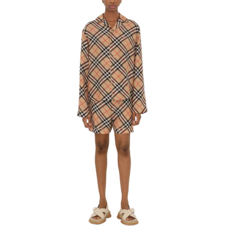 (Women) Burberry  Beige Check Single-Breasted Long Sleeve Shirt. 80945351 圖 4