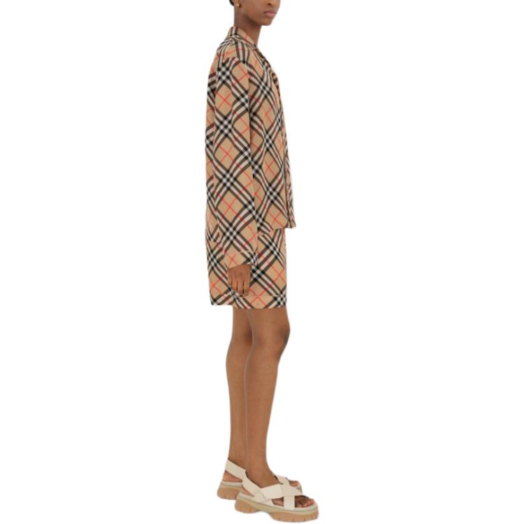 (Women) Burberry  Beige Check Single-Breasted Long Sleeve Shirt. 80945351 圖 6