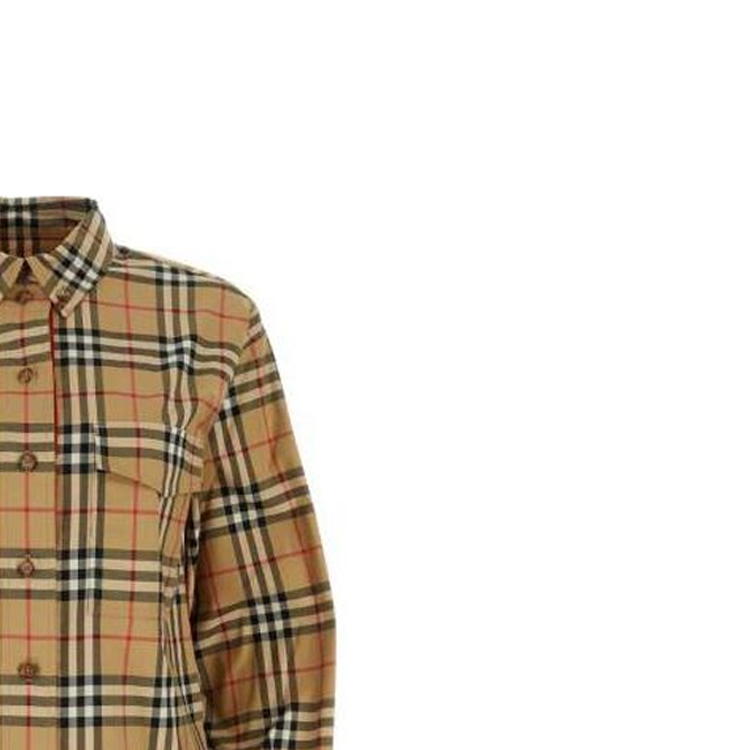 (Women) Burberry  Beige Checkered Button-Up Long-Sleeve Shirt. 80831461 圖 5